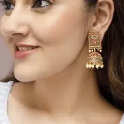 rubans Women Gold-Plated Stone-Studded Pearl-Beaded Jhumkas-picture-28