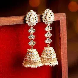 rubans Women Gold-Plated Stone-Studded Pearl-Beaded Danglers-picture-14