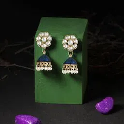adwitiya Gold-Plated Kundan-Studded Jhumka Earrings-picture-30