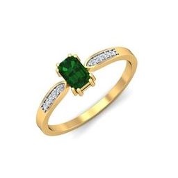 Yellow Gold Diamond Meridian Emerald Ring-image-1