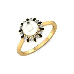 kuberbox Yellow Gold Stone-Studded Coise Pearl Enamel Ring-picture-25