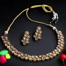 adwitiya Gold-Plated Stone-Studded Necklace & Earrings Set-picture-27