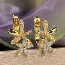 designs & you Gold-Plated American Diamond-Studded Clip-On Earrings-picture-18