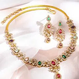 rubans Women Stone-Studded Necklace & Earrings Set-picture-46