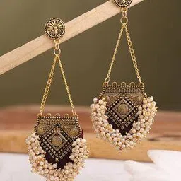 viraasi Women Gold Plated Pearl Earrings-picture-16