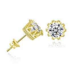 myki Gold-Plated American Diamond Princess Stud Earrings-picture-19