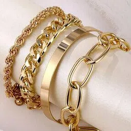 jewels galaxy Set of 4 Gold-Plated Stackable Bracelets-picture-36
