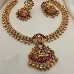 alyesha Gold-Plated Temple Necklace & Earrings Set-picture-16