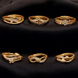 brado jewellery Set of 6 Women Gold Plated Adjustable Ring image 1