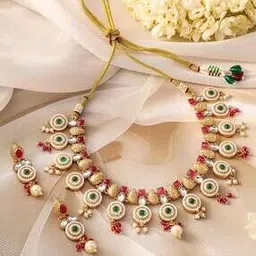 rubans Women Gold-Plated Kundan-Studded Necklace & Earrings Set-picture-36