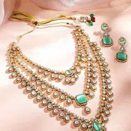 rubans Women Gold-Plated Stone-Studded Necklace & Earrings Set image 1