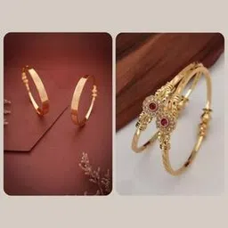 brado jewellery Women Set of 4 Gold-Plated Stone-Studded Bangles-picture-39