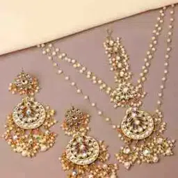fabula Gold-Plated Kundan-Studded Matha Patti & Earrings Set-picture-44