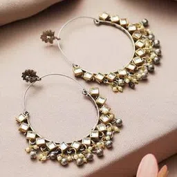 bhrm Silver-Plated Stone-Studded Drop Earrings-picture-49