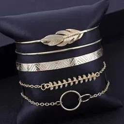 jewels galaxy Set of 5 Gold-Plated Stone-Studded Bracelets-picture-42