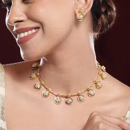 rubans Women Gold-Plated Diamond-Studded Necklace & Earrings Set-picture-33