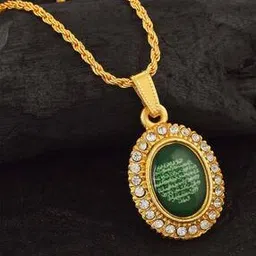Men Gold-Plated Stone-Studded Pendant with Chain-image-30