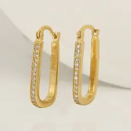 Women Gold-Plated American Diamond-Studded Hoop Earrings-image-63