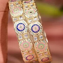 rubans Set of 2 Women Stone-Studded Broad Bangles-picture-35