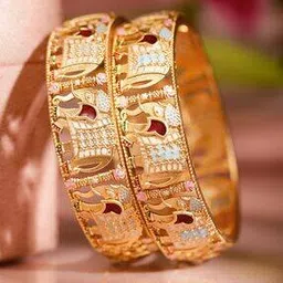 rubans Set of 2 Women Stone-Studded Broad Bangles-picture-36