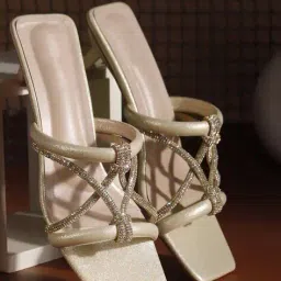 selfiee Women Embellished Slip-On Kitten Heeled Sandals image 1