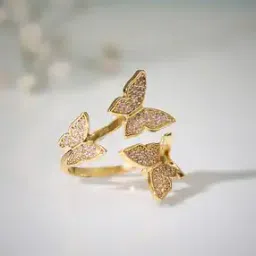 Women Gold-Plated Stone-Studded Cocktail Ring-image-13