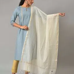 w Women Geometric Woven Dupatta with Tassels-picture-38