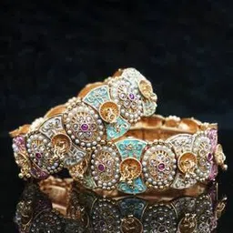 panini Women Pack of 2 Gold-Plated Stone-Studded Bangles-picture-20