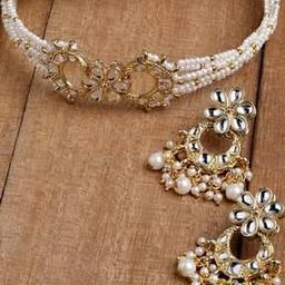 karatcart Gold-Plated Kundan-Studded Necklace with Earrings-picture-43