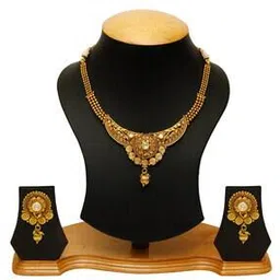 jewels galaxy Gold-Plated Stone-Studded Necklace & Earings Set-picture-20