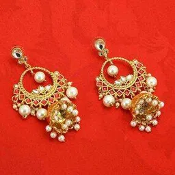 yellow chimes Women Stone-Studded Chandbali Earrings-picture-31