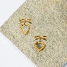 zaisha Women 18K Gold-Plated Bow Heart Studs-picture-38