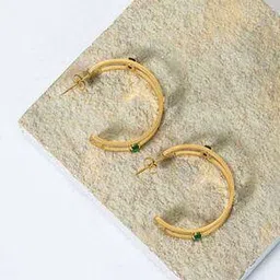 zaisha Women 18K Gold-Plated Stony Semi-Hoop Earrings-picture-29