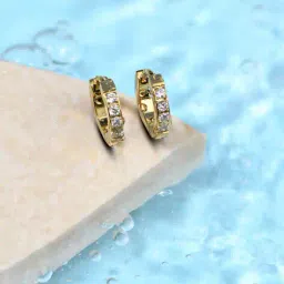 accessorize london Women Gold-Plated Stone-Studded Huggies  image 1