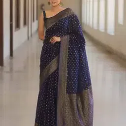 satrani Women Zari Woven Saree with Blouse Piece-picture-37