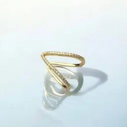 designs & you Women Gold-Plated Stone-Studded V-Shaped Ring-picture-13