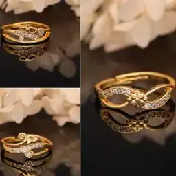 brado jewellery Women Set of 3 Gold-Plated Stone-Studded Rings-picture-24