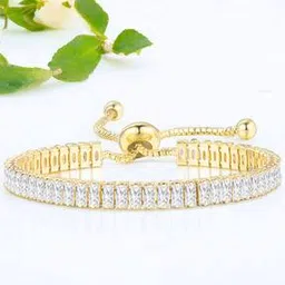 jewels galaxy Women Gold-Plated American Diamond-Studded Link Bracelet-picture-44