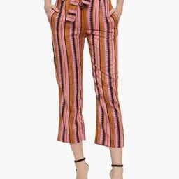 aujjessa Striped Trousers with Waist Tie-Up-picture-42