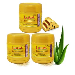 Lilium Set of 3 Gold Massage Cream with Gold Dust & Olive Oil - 500 ml each image 2
