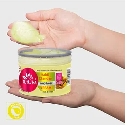 Lilium Set of 3 Haldi Chandan Face & Body Massage Cream with Aloevera - 250 g each image 3