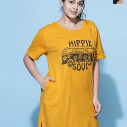 9shines Label Pack Of 2 Graphic Printed Cotton Longline Lounge T-shirts image 1