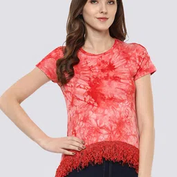 Moda Elementi Abstract Printed frilled High-Low Top image 1