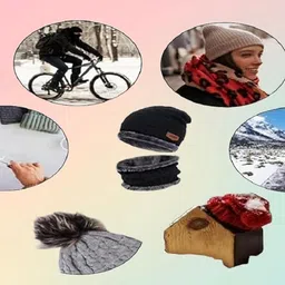 fashion by ls Navy Blue Woolen Cap and Neck Warmer Set, Winter Wear for Men and Women image 3