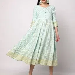 Foil Print Flared Kurta-image-20
