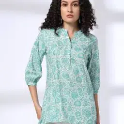 fusion Women Floral Print A-Line Kurta-picture-15