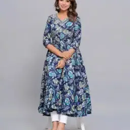 nehu empires Women Floral Print Flared Kurta-picture-51