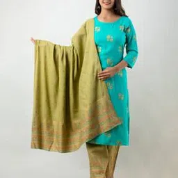 mauka Floral Print Straight Kurta Set-picture-15