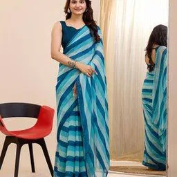 svaraa Women Striped Pre-Stitched Saree with Lace Details-picture-49