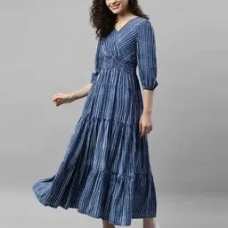 raiyani enterprise x ag Women Leheriya Print Tiered Dress-picture-14